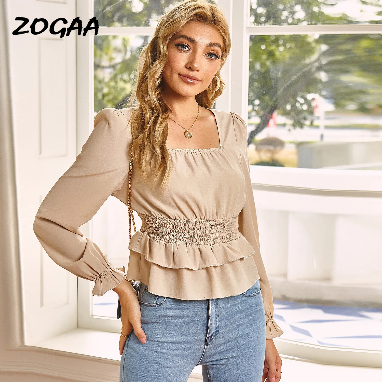 

ZOGAA T-shirts Women Summer New Fashion Puff Sleeve Ruffled Shirt Female Tops Tees OL Trendy All-match Simple Chic Hot Leisure