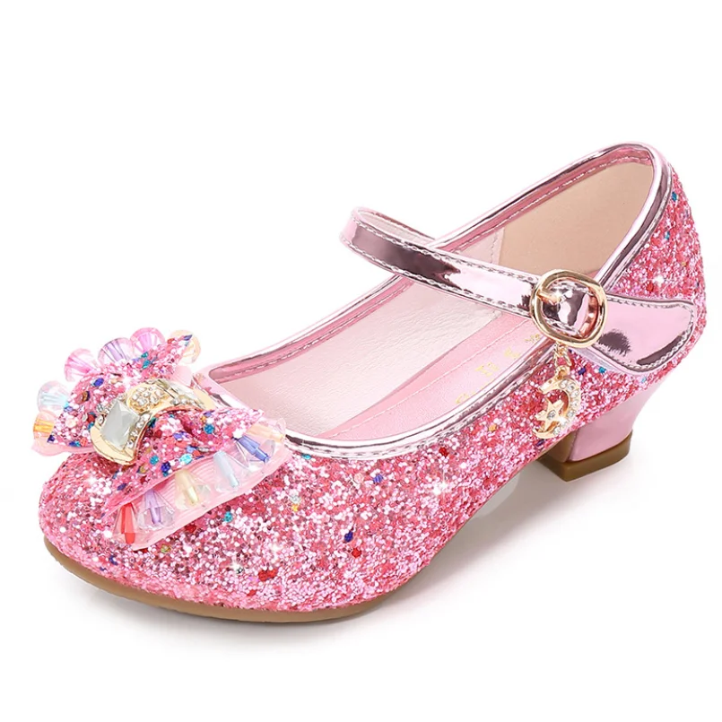 

Flower Children Sandals Knot Leather Shoes Princess Girl Shoes for Kids Glitter Wedding Party sandalia infantil chaussure enfant