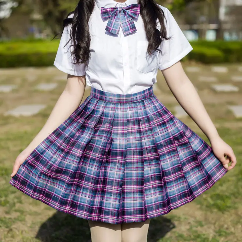 Summer JK Women Plaid Skirts Harajuku High Waisted Kawaii Pleated Skirt Japanese College Style Girls Sweet Plaid Mini Skirts Y2k