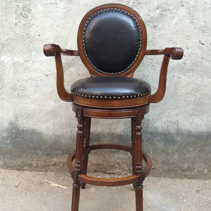 Американский барный стул столешница из цельного дерева Европейский ретро