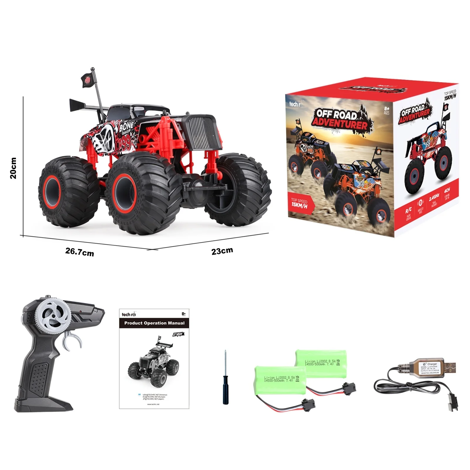 

Remote Control Car 2.4g High Speed RC Car Monster Truck All Terrien Off-Road Vehicle with 2 Batteries Up to 50+ Min Play Time