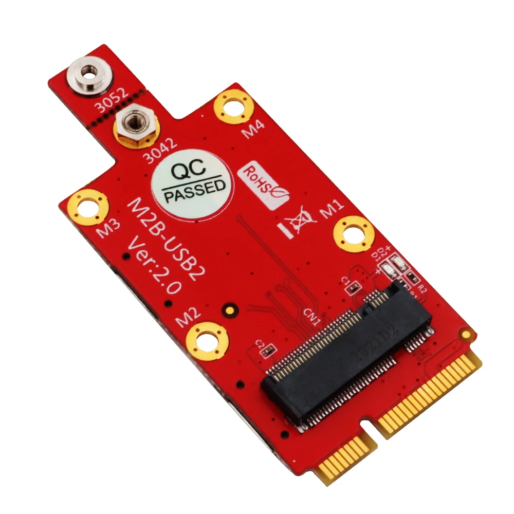 M.2 Key B to Mini PCI-E Adapter with Dual Nano SIM Card Slot for 3G/4G/5G Module