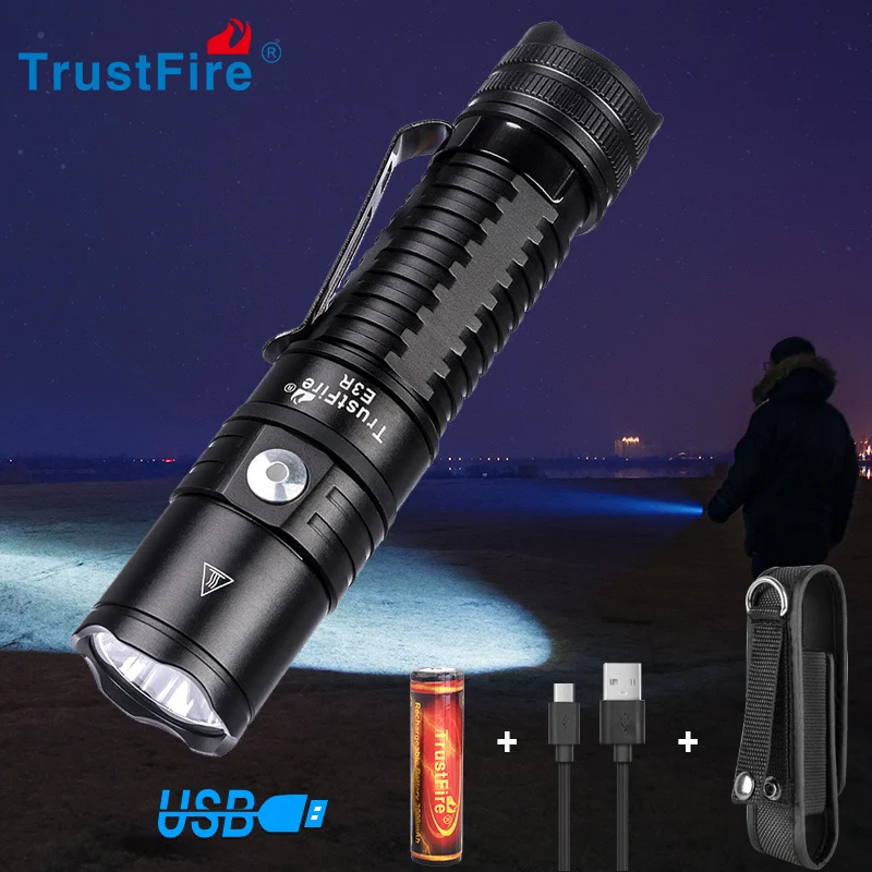Trustfire E3R EDC фонарик Cree XPL 1000lm 18650 USB Перезаряжаемый Фонарик IPX8 с индикатором