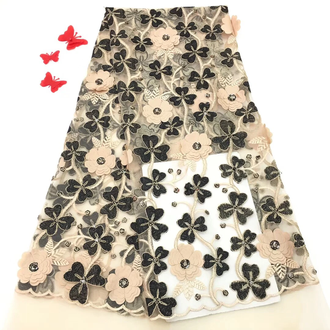

Latest African Lace Fabric 2018 High Quality French Lace With Beads Nigerian Lace Fabrics For Wedding 2018 With Stones