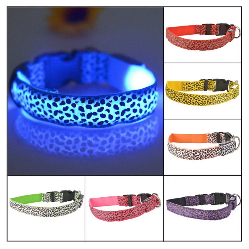 Нейлоновый Регулируемый прочный ошейник с леопардовым принтом для питомцев