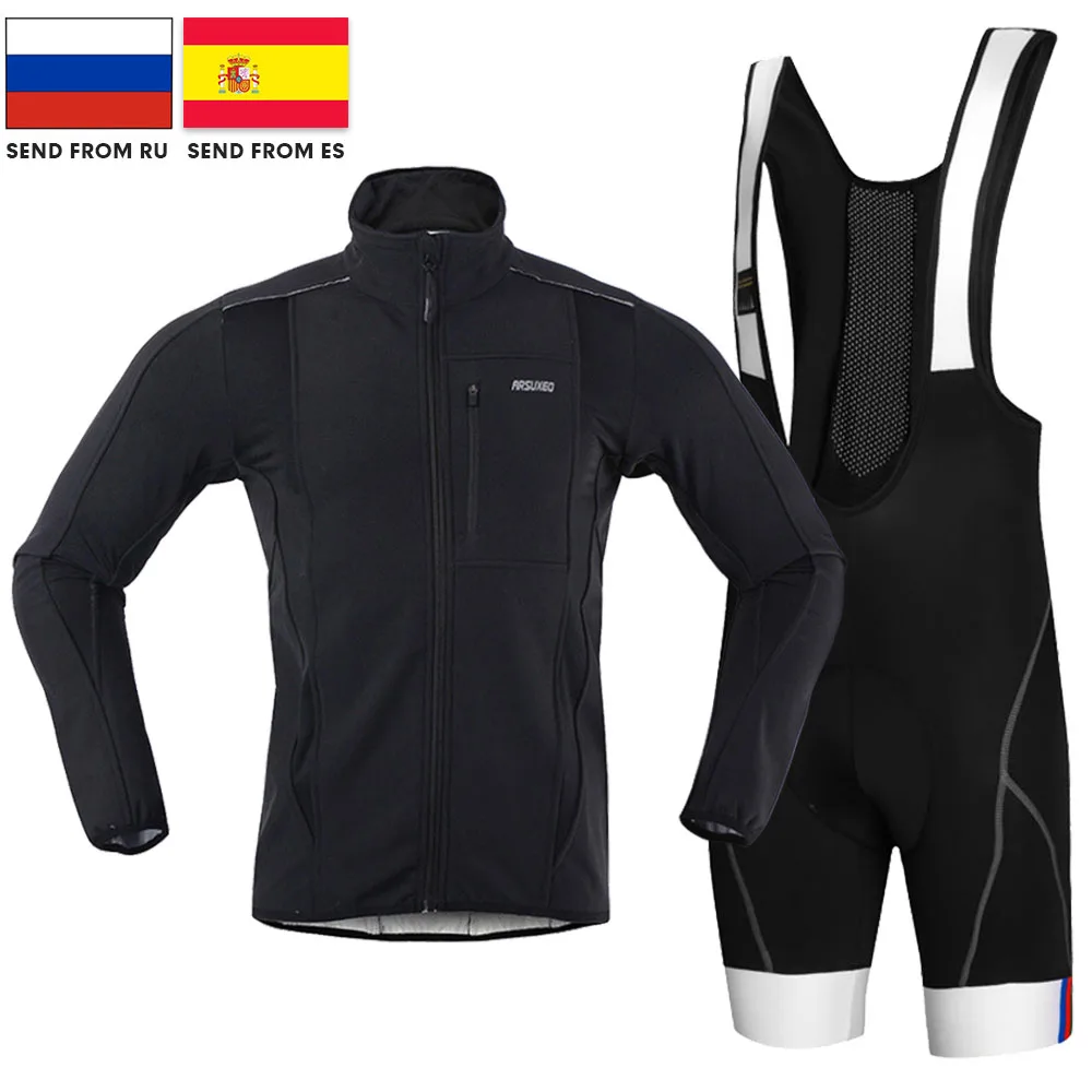 

ES/RU Delivery! Cycling Jacket Set Mens Cycling Clothing MTB Road Bike Suit Ropa Ciclismo Thermal Fleece Warm Jacket 4D Padded