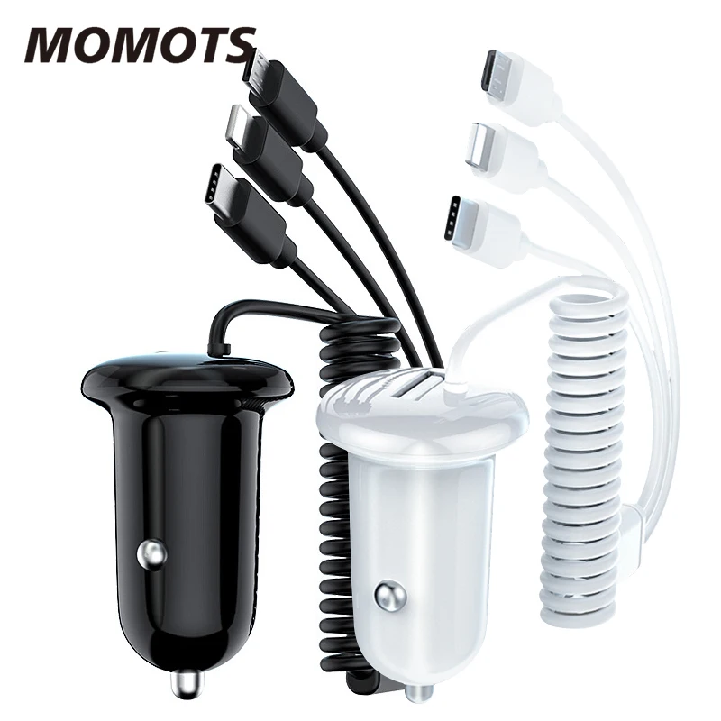 3 в 1 Автомобильное зарядное устройство для Мобильный телефон Micro Type C USB Quick Charge