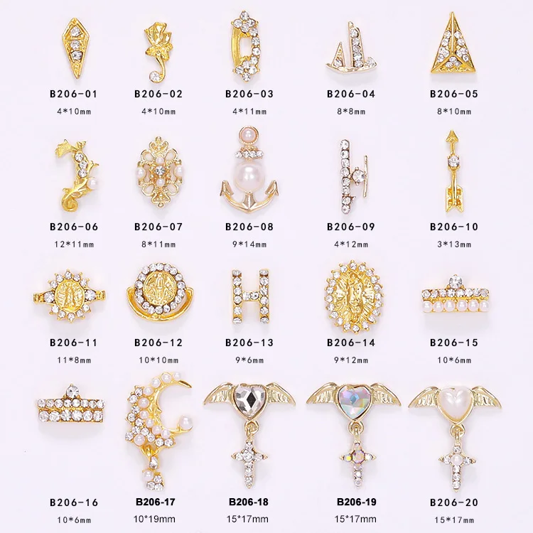 10 шт./лот Золотые 3D украшения для ногтей из сплава 3d жемчужные металлические
