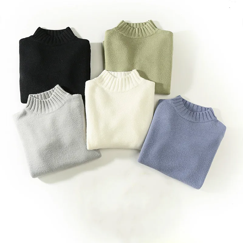 Модный вязаный Свитер оверсайз мужской милый свитер в рубчик с высоким