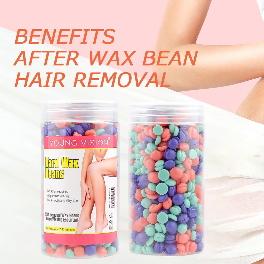 

100g Hair Removal Wax Beans Painless Hair Removing Solid Hard Waxing Wax-free Paper for Face Legs Arms Eyebrow Waxing Kit
