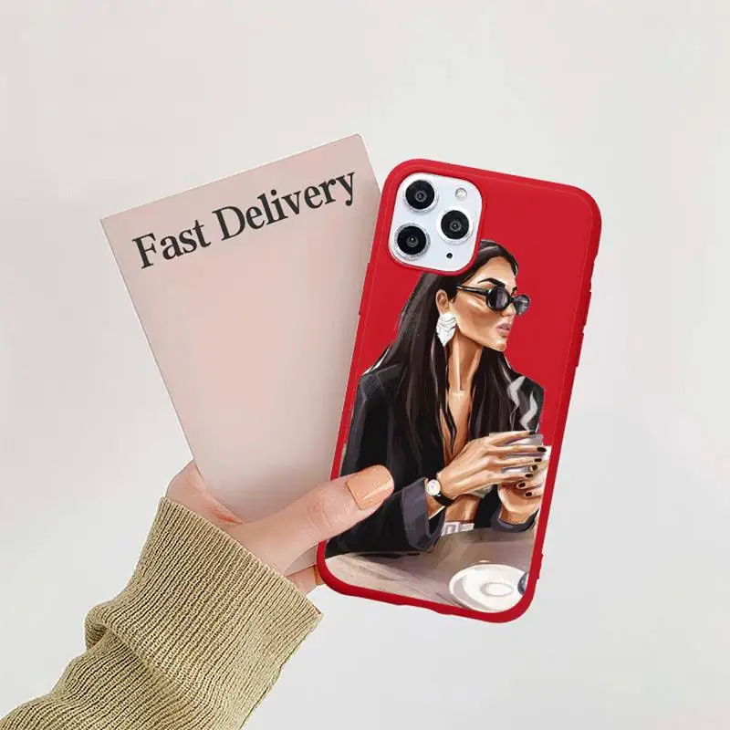 

Fashion Women Phone Case Candy Color Red for iPhone 11 12 pro XS MAX 8 7 6 6S Plus X 5S SE 2020 XR