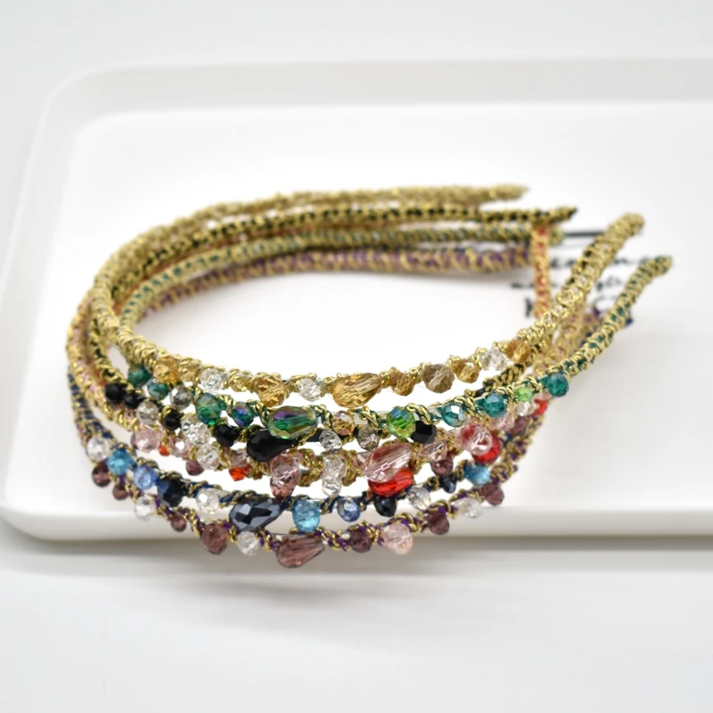 1 шт. повязка на голову ободок для волос кристалл блеск женщин вспышка дрель узкая