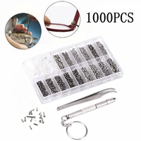 1set1000pcs portable gadget glasses watch repair tool tiny screws nut assortment kit withtweezers screwdriver
