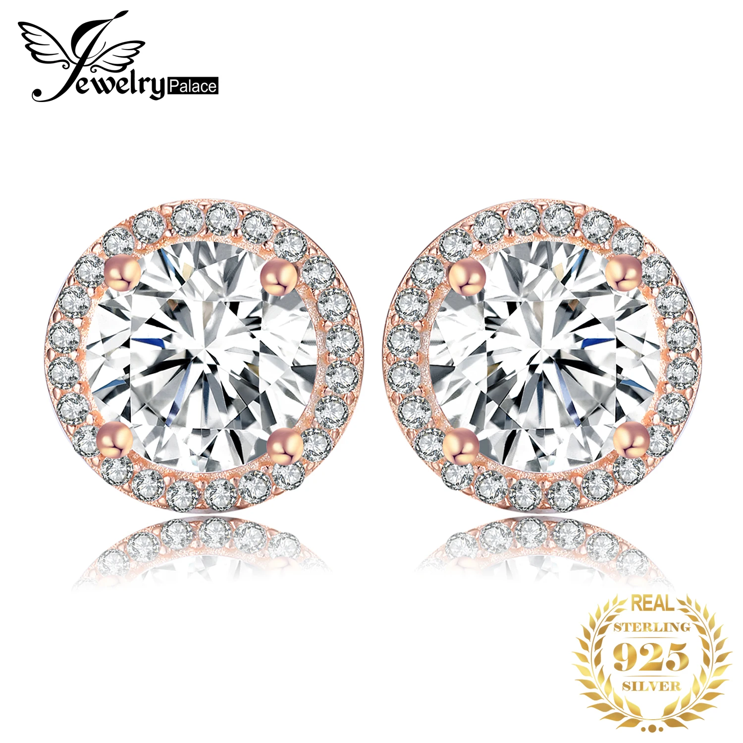 Jewelrypalace стерлингового серебра 925 Lavish Sparkl в Роуз Позолоченные серьги стержня 2018