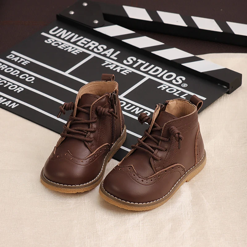 Новые зимние ботинки-мартинсы Dolakids в английском стиле для детей с мягкой