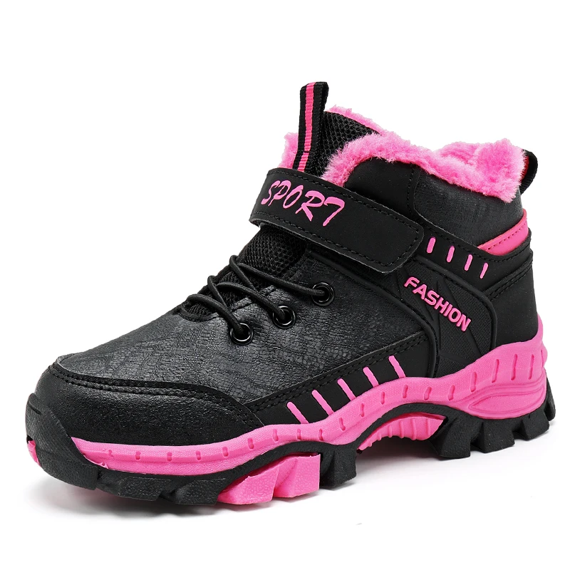 

Warm Sneakers Boys Shoes Kids Walking Boots Winter Leather Fur Sport Shoes Children Casual Shoes Snow Shoes Waterproof Outdoor