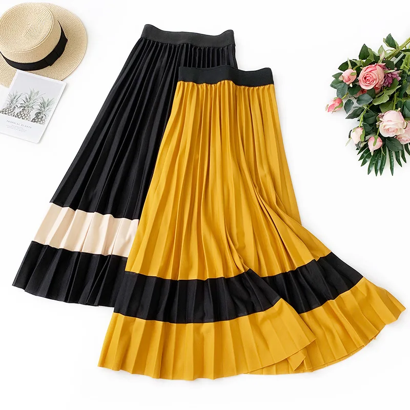 Осенне зимняя новая юбка с вышивкой эластичная трикотажная плиссированная