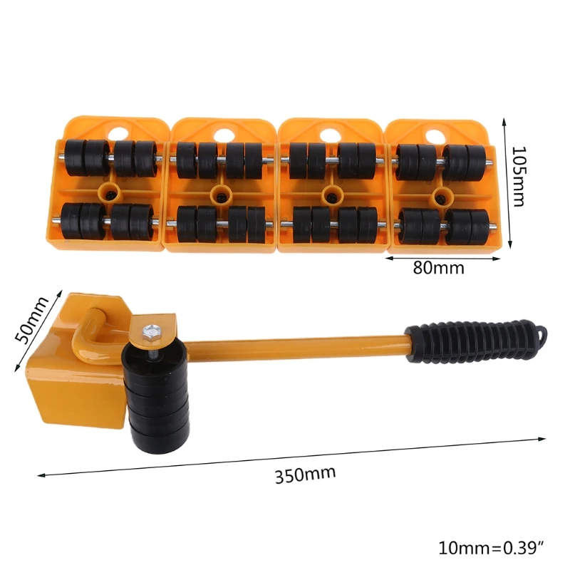 

5 In 1 Furniture Lifter Portable Heavy Lifting Device Furniture Moving Device Mover Transport Set for Home Red Labor Saving