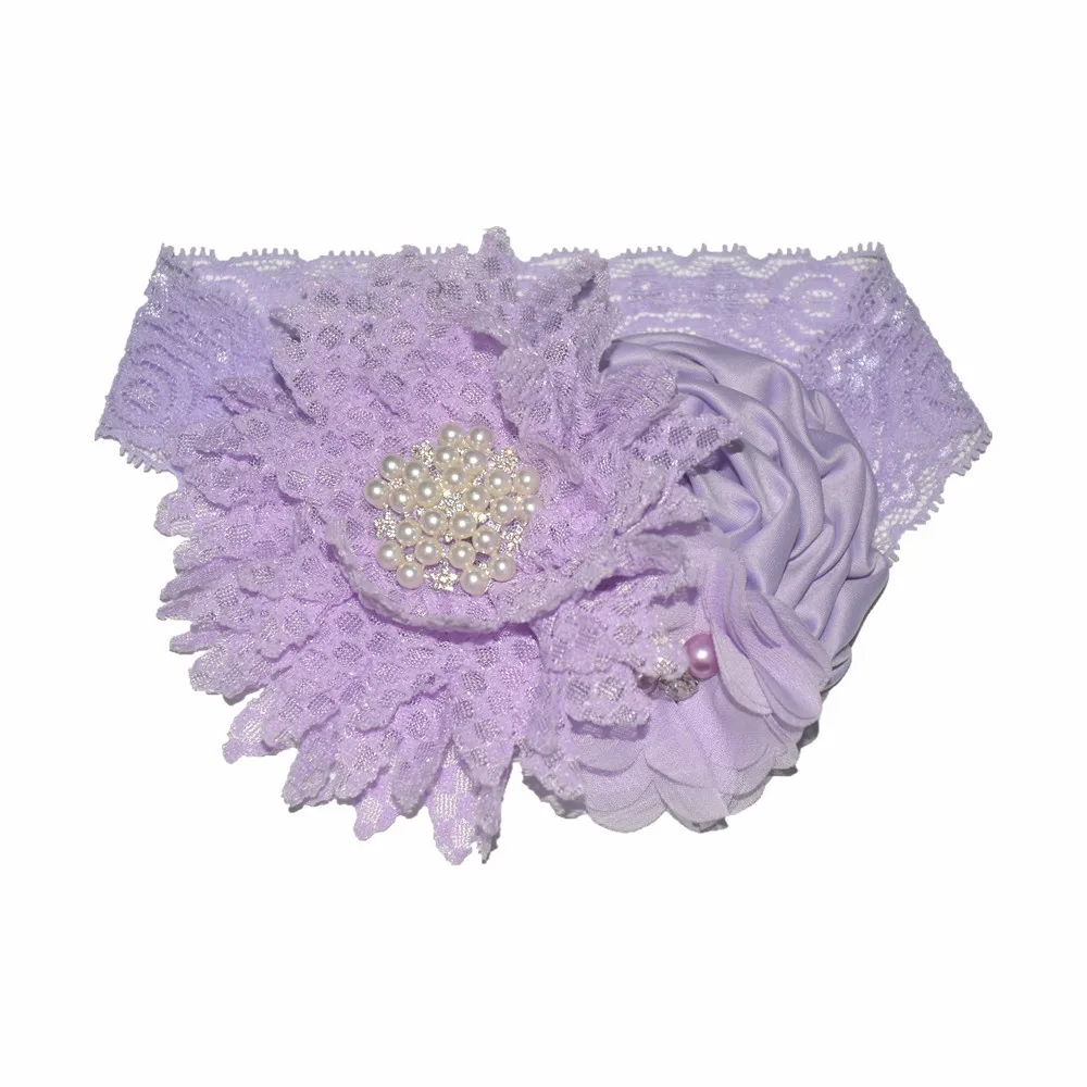 Baby girls Flower Headband Newborn Infant Pearl Flowers With Lace wide Headbands Bebes Hair accessories Phoro props Kids Turban | Мать и