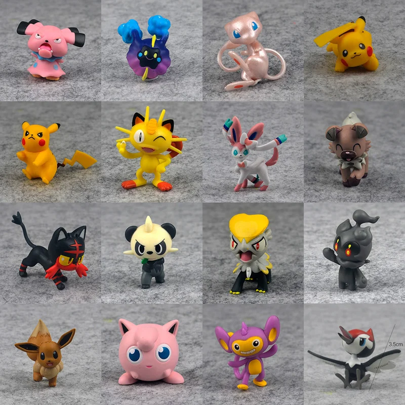Pokemon Figure Collections модель игрушки Bulbasaur Meowth Psyduck Treecko subbull Aipom Jangmo-o Cosmog Marshadow Rockruff Munchlax |