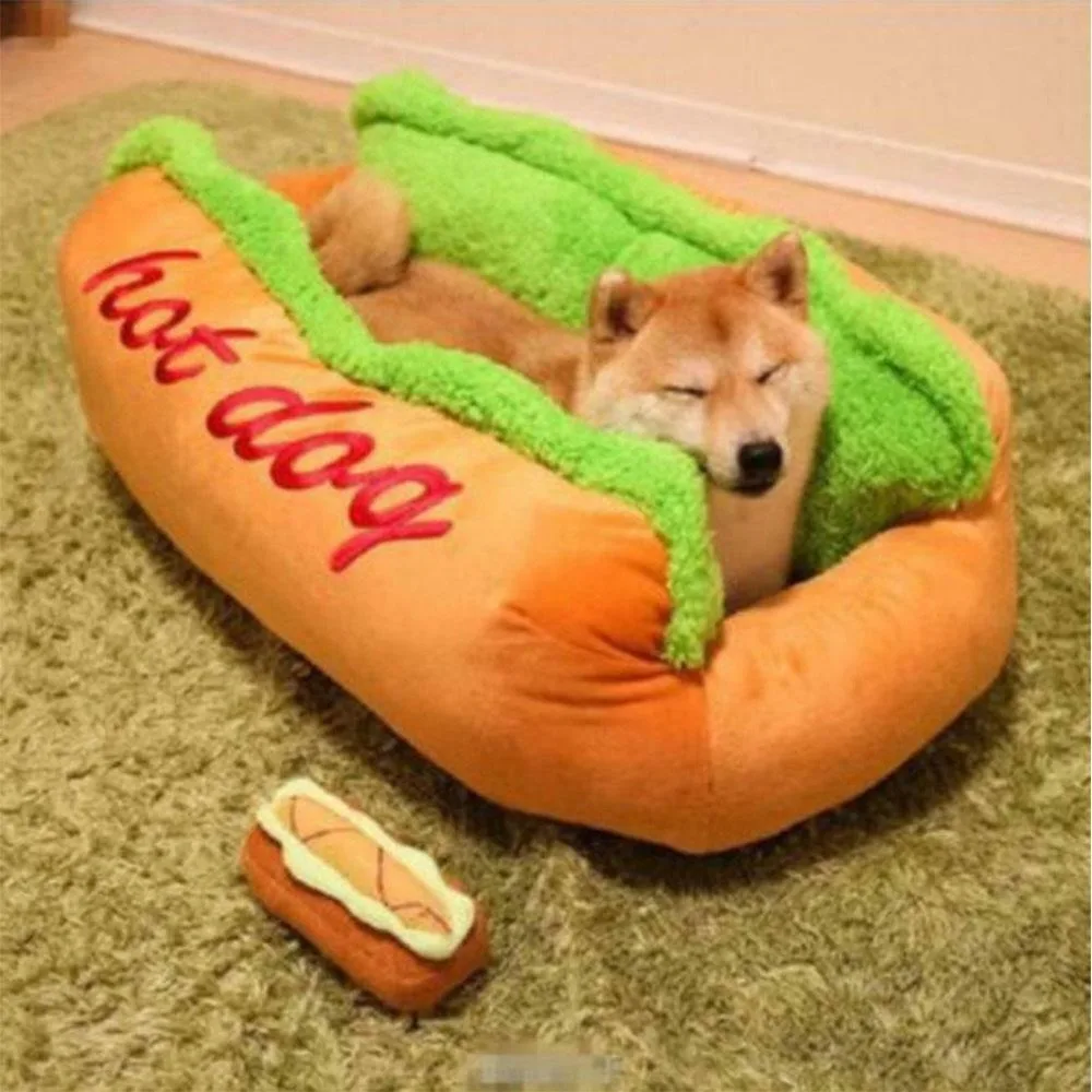 

Cotton Hot Dog Shape Pet Bed Kennel Cat Dog Nest Puppy House Cushion Washable Dog Beds Supplies