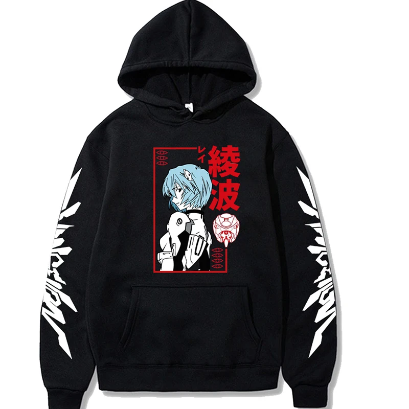 

Japan Anime Rei Ayanami Evangelion Funny Hoodie Oversized Men's Comics Unisex Streetwear Pullover Men Fashion Women's Hoodies