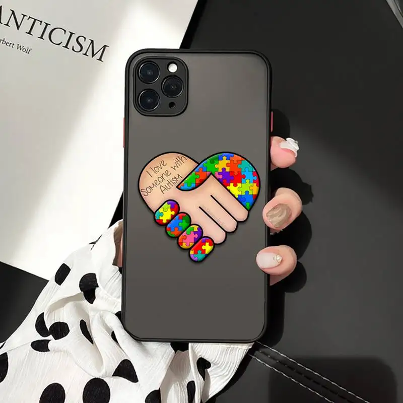 

Puzzle Autism Awareness Phone Case Matte Transparent for iPhone 7 8 11 12 s mini pro X XS XR MAX Plus cover funda