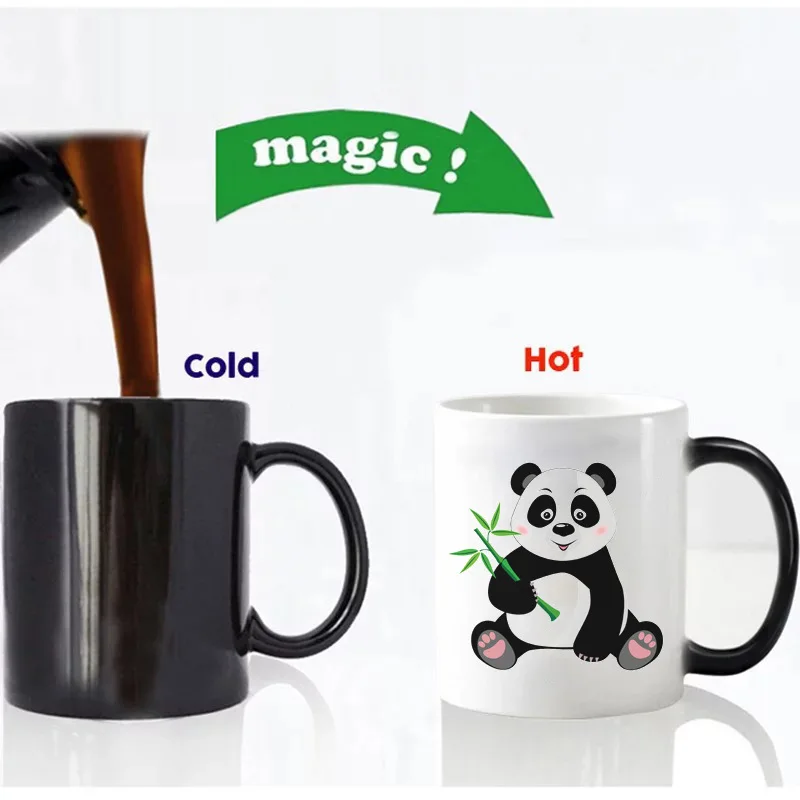 1 шт. 350 мл новый мультфильм панда Цвет кружка меняющая Керамика молока Кофе Чай
