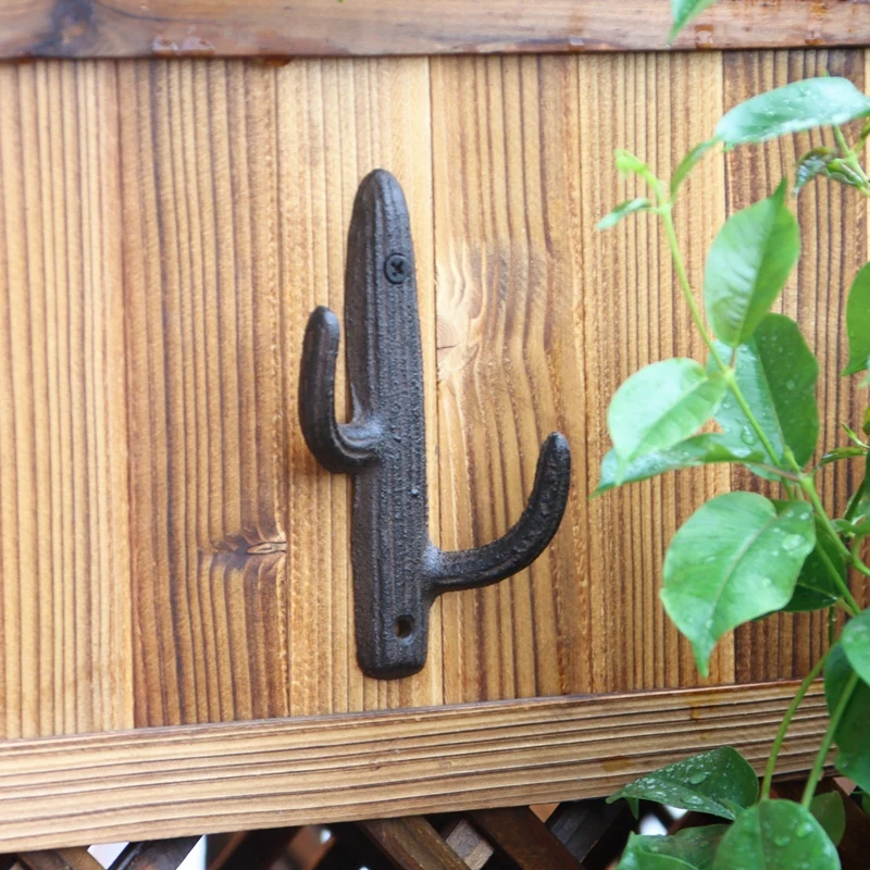 

Retro Pastoral Cast Iron Cactus Hook Wall Hook Zakka Grocery Garden Decorative Curtain Hook American Country Style