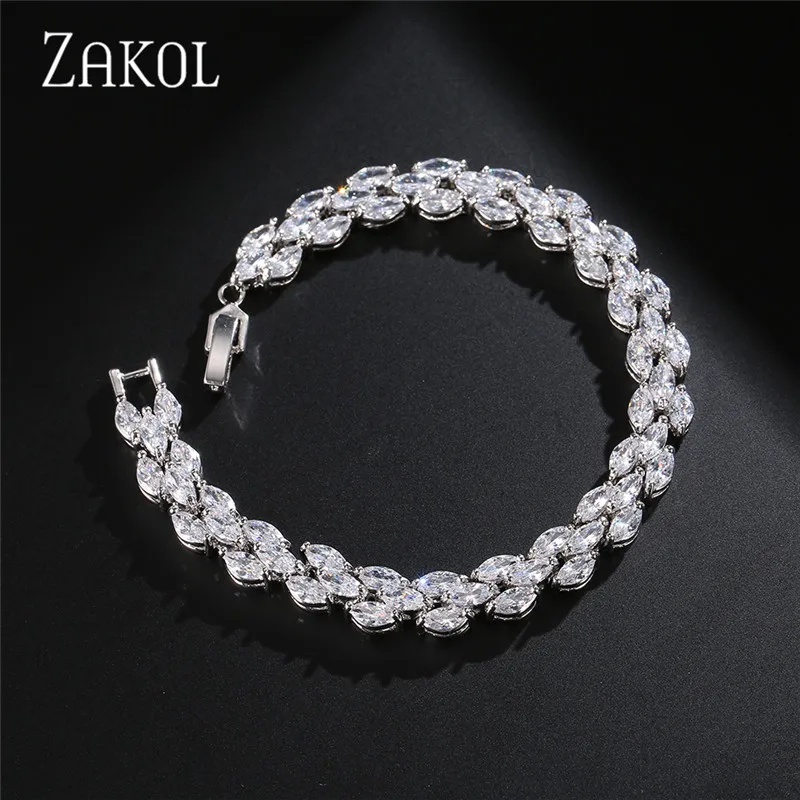 ZAKOL трендовые римские Свадебные ювелирные изделия с огранкой маркиза прозрачные