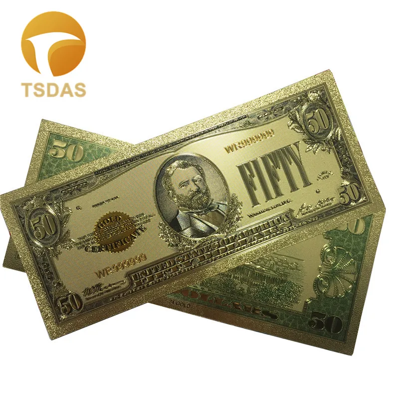 Красочные золотые банкноты Редкие 1928 год США 50 доллар Позолоченные бизнес