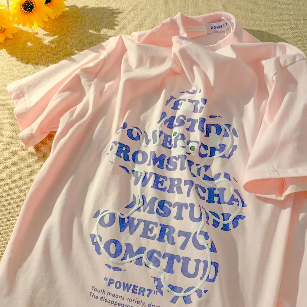 

Summer Women's Tshirts Embroidered Letters Short-sleeved T-shirt Loose Women's Top Harajuku Shirt for Women 2021