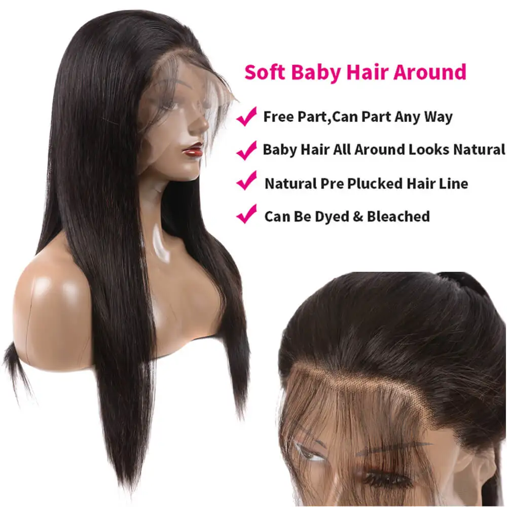 

Straight 13x6 Lace Frontal Wig Brazilian Human Remy Hair Wig 4x4 Lace Closure Wig for Women Ali Queen Wig Natural Color Hairline