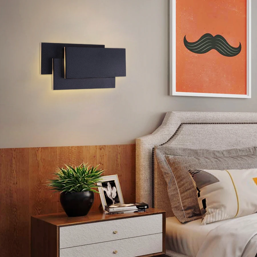 Modern 18W Aluminum LED Wall Lamp Living Room Sconces Lighting Staircase Square Lamps Bedroom Bedside Hotel Wall Light