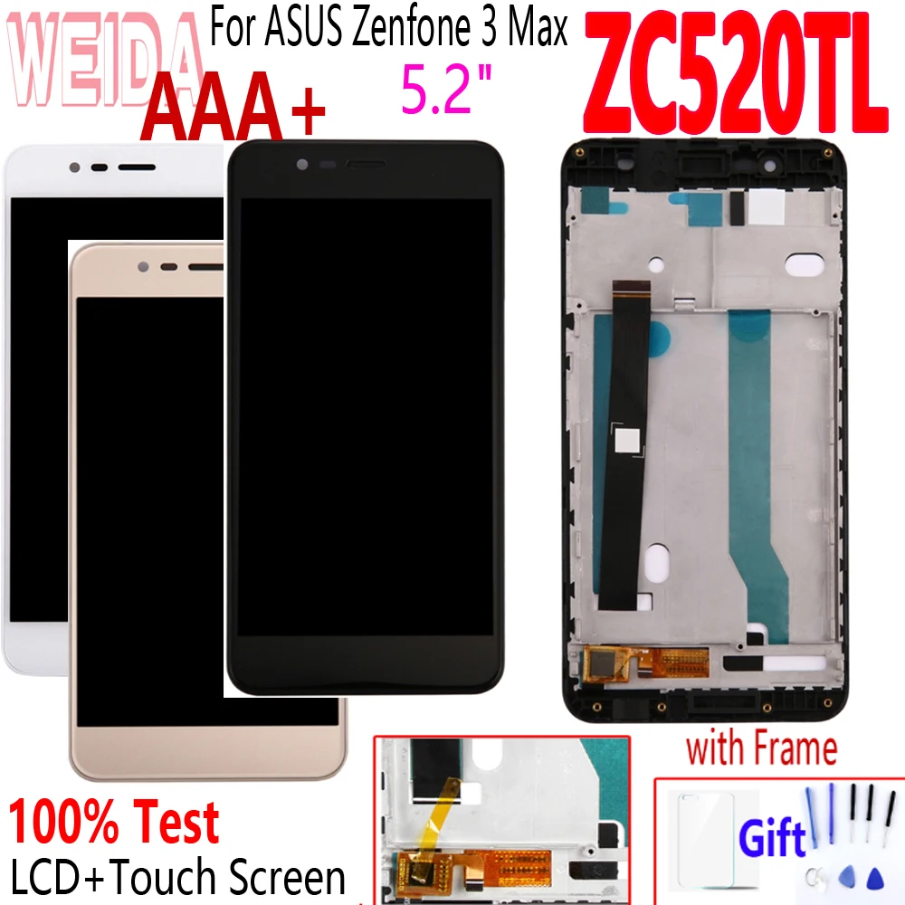 

ЖК-дисплей 5,2 дюйма для ASUS Zenfone 3 Max ZC520TL X008D, сенсорный экран с дигитайзером в сборе с рамкой для ASUS ZC520TL LCD, оригинал