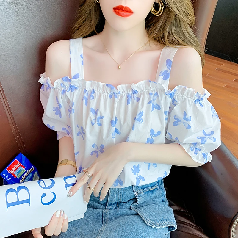 

095 # для пленки! Развивать нравственность 2021 летние пикантные ремешком на плечо шифоновая блузка однотонная одежда