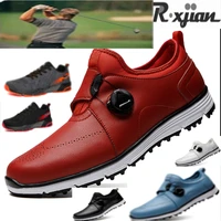 r xjian brand fashion breathable mens golf shoes waterproof leather rotating knobs anti skid sneakers sports spiked training g