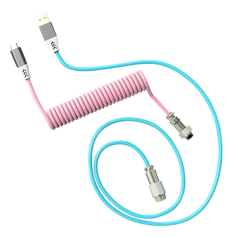 

Механический кабель для клавиатуры типа C, авиационный Штекерный кабель, съемный эластичный кабель для клавиатуры типа C на USB, кабель для пе...