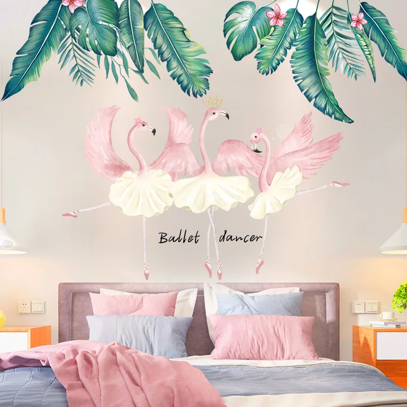 [SHIJUEHEZI] Креативные наклейки на стену с изображением фламинго животных сделай сам