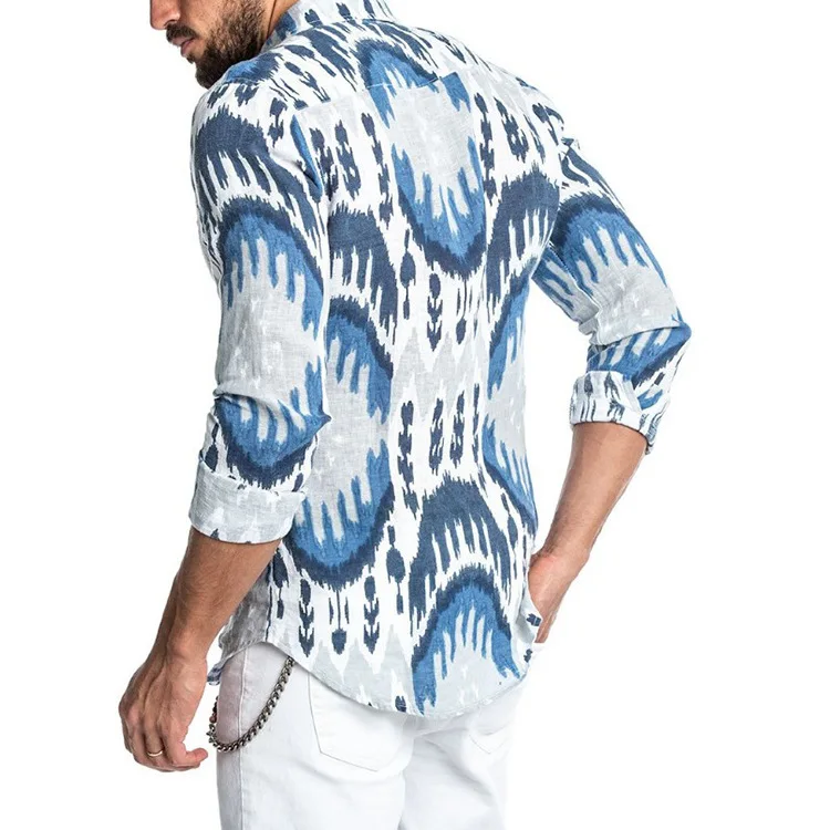 Мужская африканская индийская футболка с длинными рукавами принтом Свободная