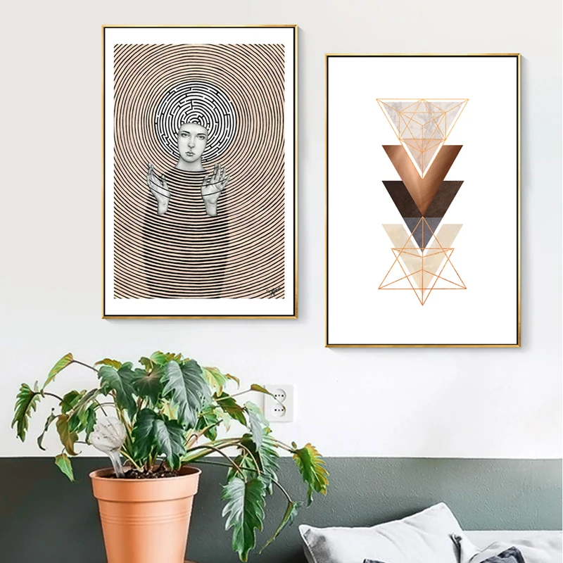 

Скандинавская Настенная картина, минималистичные картины, лабиринт, Женская Геометрическая картина, скандинавский декор, печать на стене, ...