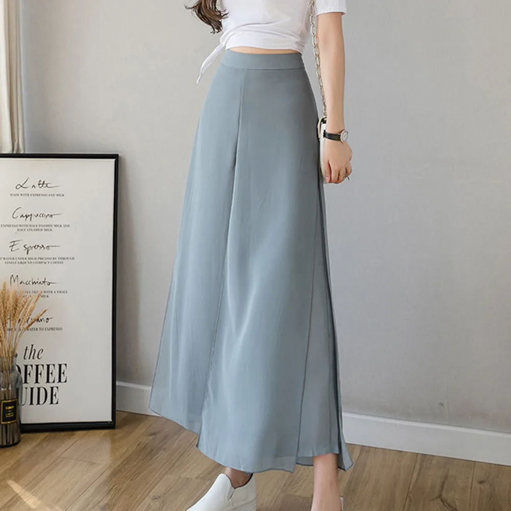 

Брюки, свободные брюки из шелка, легсветильник повседневные женские шифоновые юбки, поддельные Брюки с широкими штанинами, летняя мода, осв...