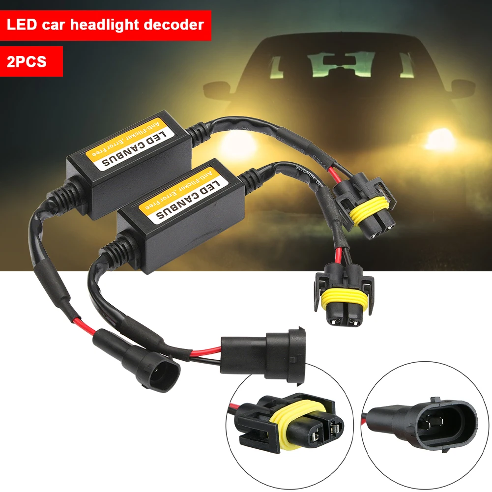 

2pcs H8 LED Headlight Decoder Canbus Anti-Flicker Harness Bulbs Resistor Decoder Error Free Drop Shipping
