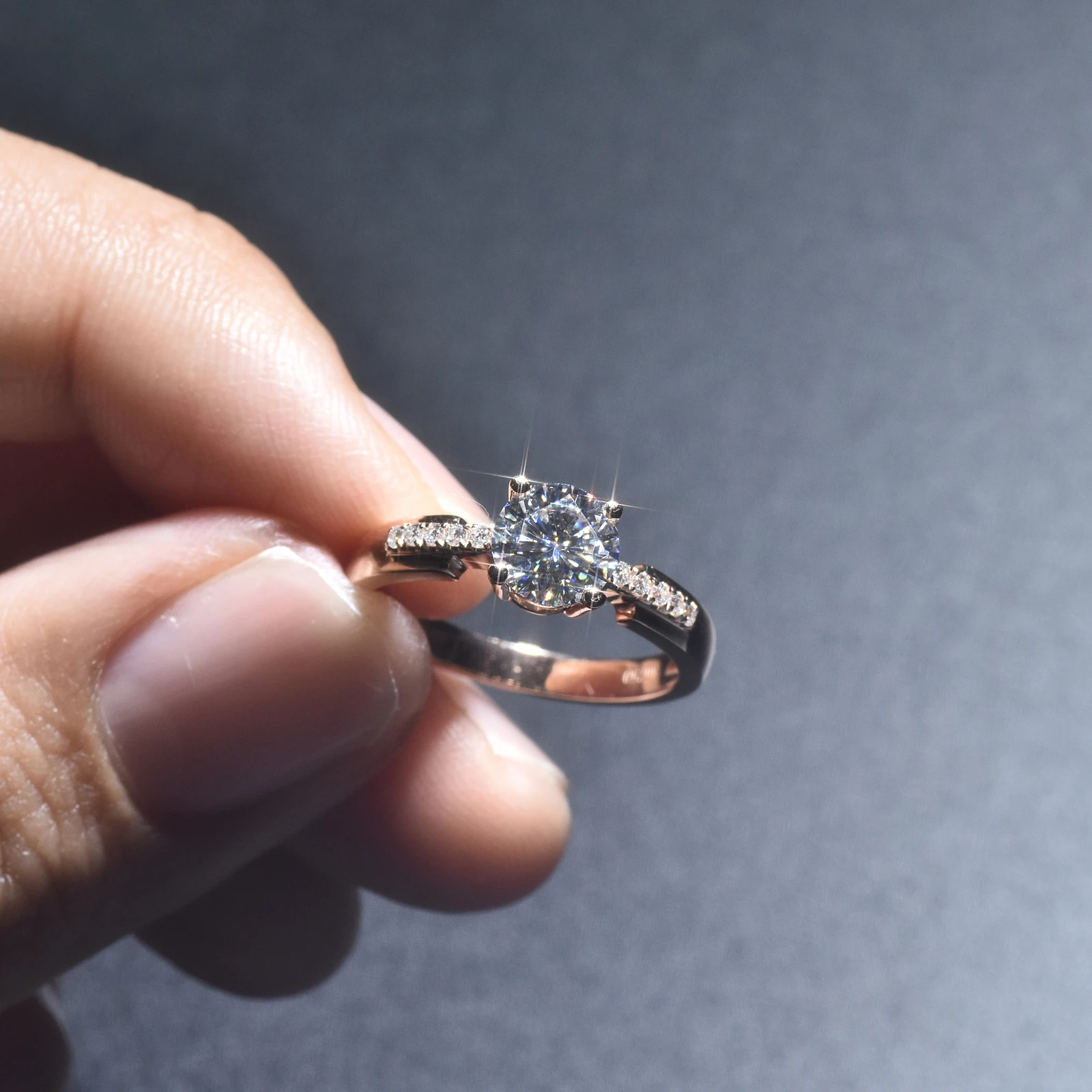 

SUMU Female Solitaire Round Zircon Ring 925 Sterling Silver Rose Gold Wedding Ring Promise Love Engagement Rings For Women