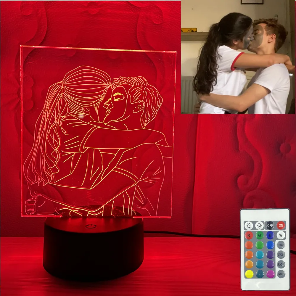 

Индивидуализированная 3D лампа для фото и текста, ночник на заказ, подарок на свадьбу, годовщину, день рождения, День матери, День отца