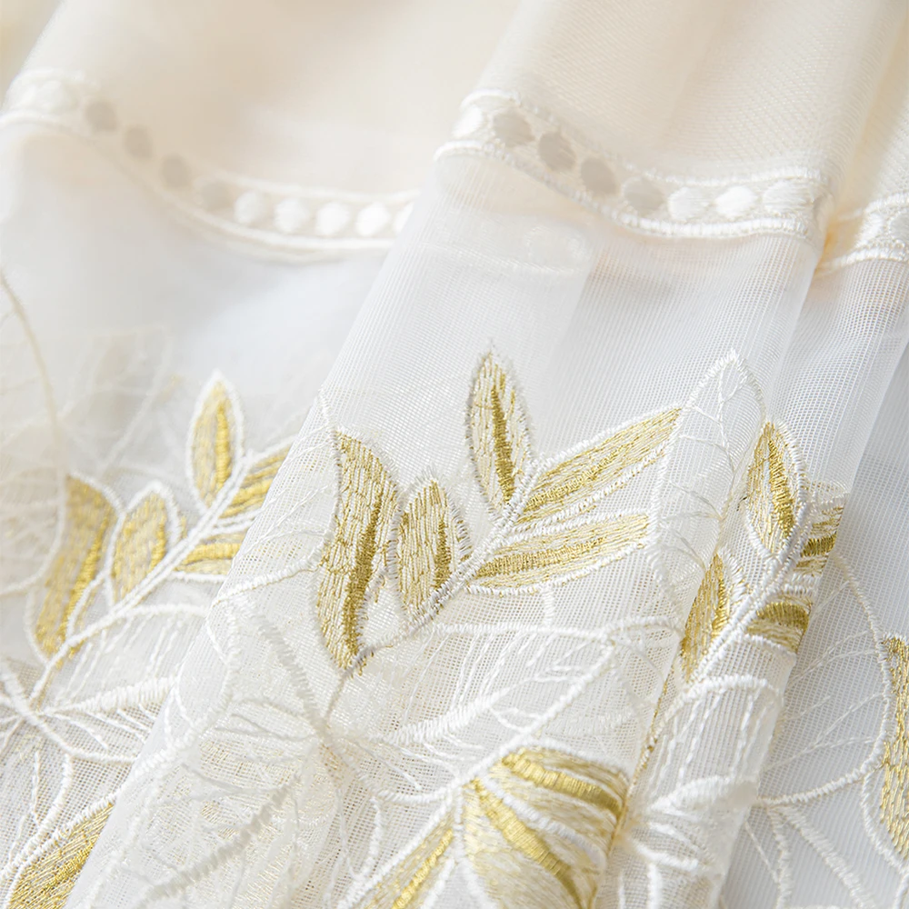 Роскошные прозрачные оконные шторы CDIY Тюль с вышивкой в виде листьев для спальни