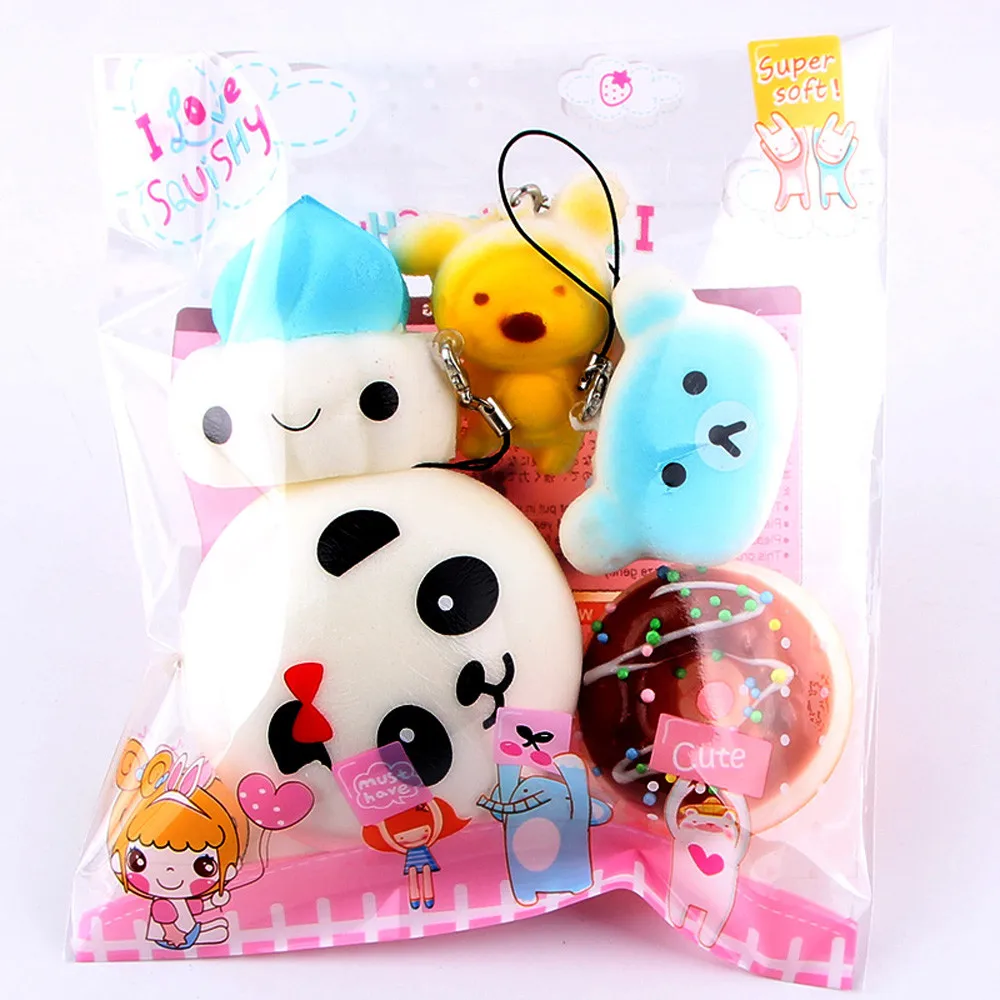 

5pcs Medium Mini Soft Bread Toys Key Cute Squishy Pack Cute Toys Key Pendant Anti-stress Rising Antystresowe Zabawki Gift#11