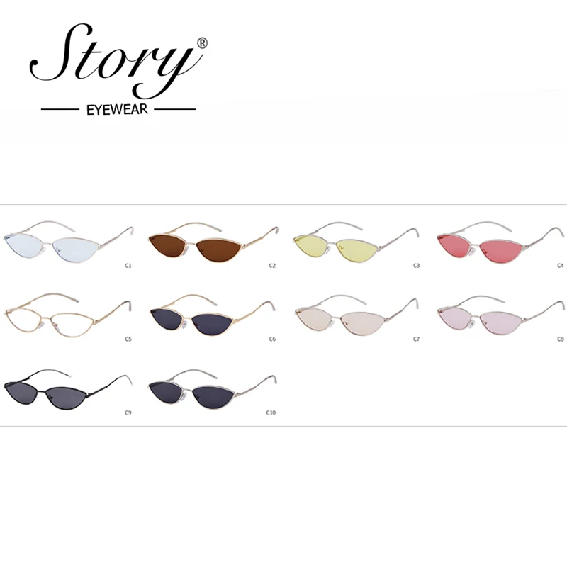 История 2018 модные маленькие кошачий глаз 90S солнцезащитные очки винтажные Ретро