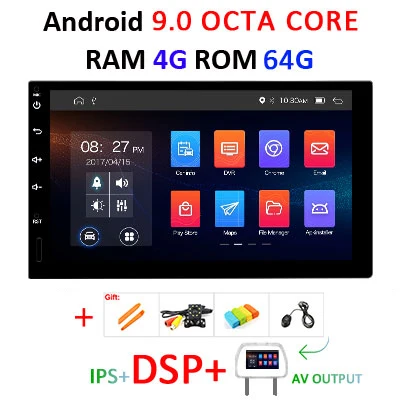 9.0 4G 64G DSP AVOUT " ips экран 4G 64G Android 9,0 Автомобильный мультимедийный gps 2 DIN универсальный Радио сенсорный экран стерео навигация без DVD плеера - Цвет: 9.0 4G 64G DSP AVOUT
