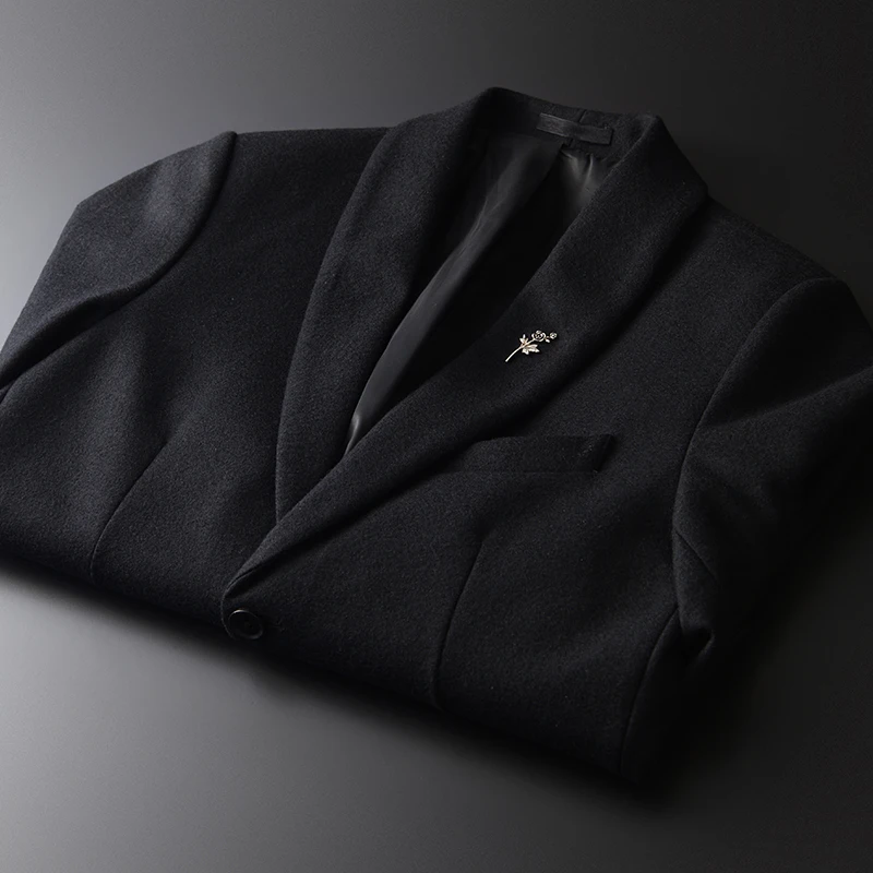 

Luxury Black Mens Wool Business Casual Thick Male Plus Size 4xl Autumn And Winter Slim Fit Blazer Men